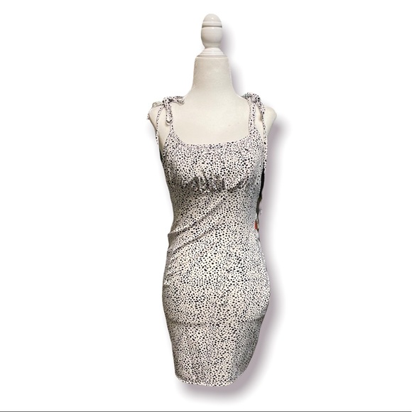 Knot straps ruched bust dalmatian cami dress - Picture 4 of 4